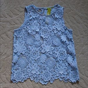 GIANNI BINI Laced tank top (Baby Blue)